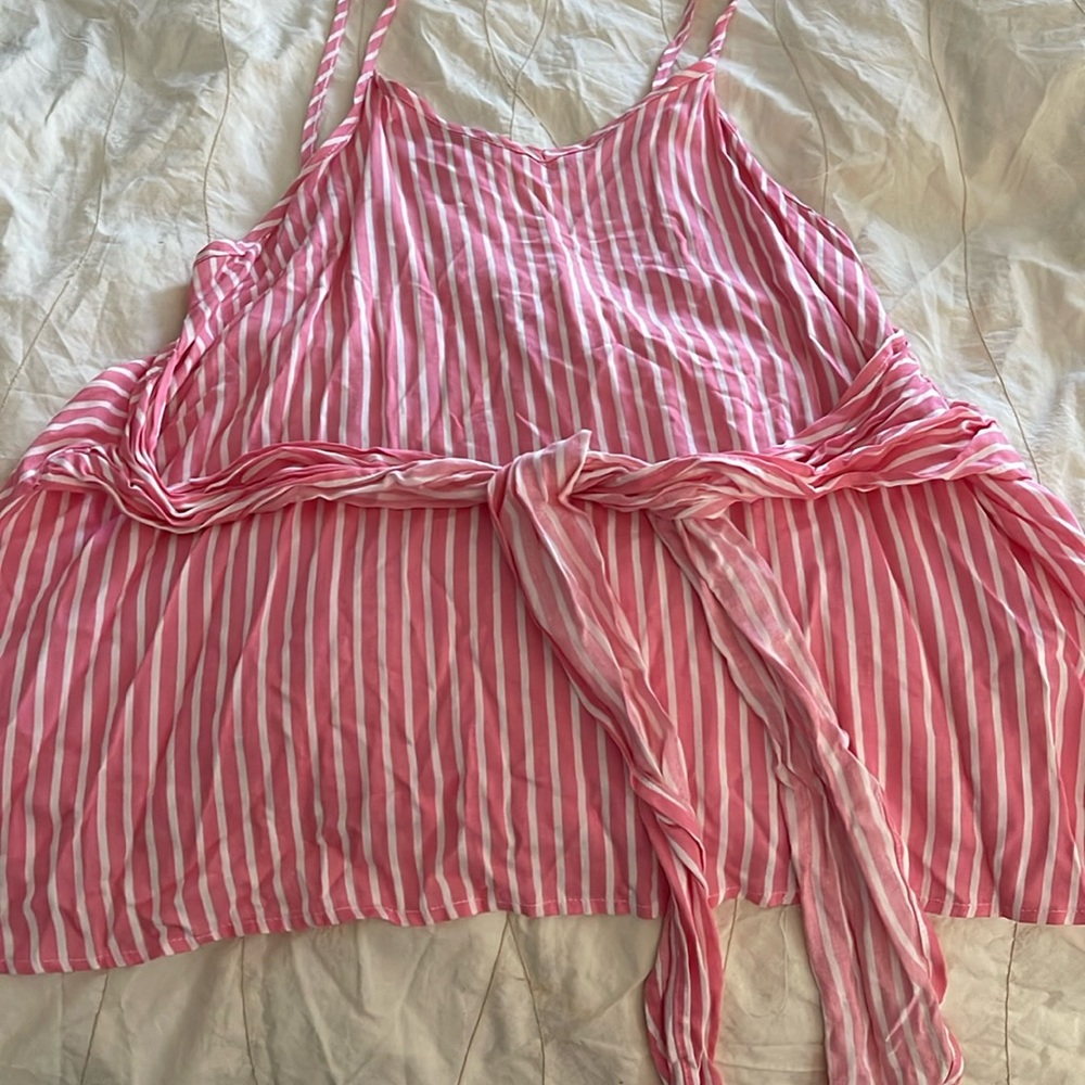 olie Spaghetti Strap Melon & White Stripe Top NWT